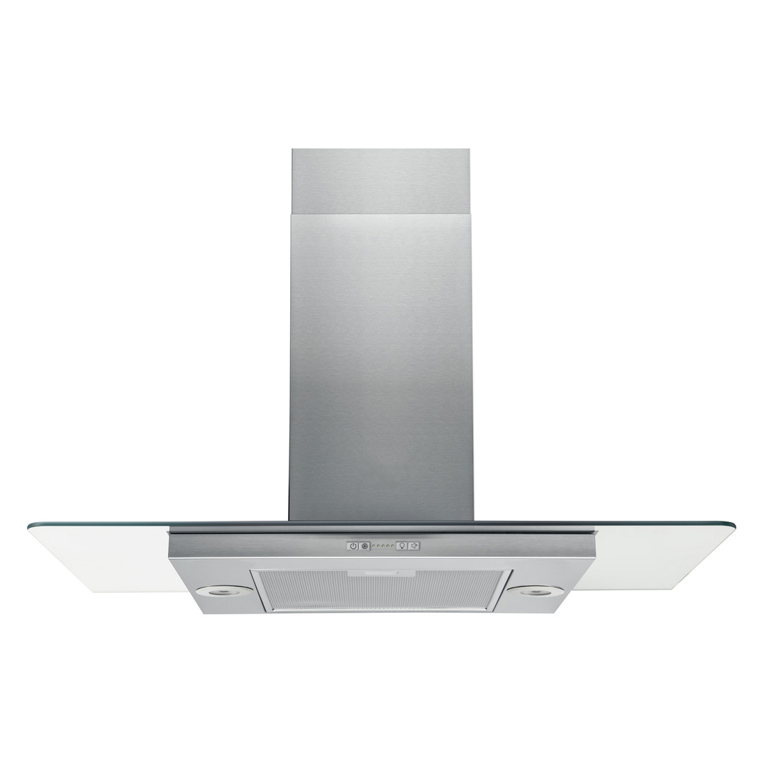 Image of Hotpoint UIF93FLBX 90cm Flat Glass Island Cooker Hood in St Steel 4 Sp