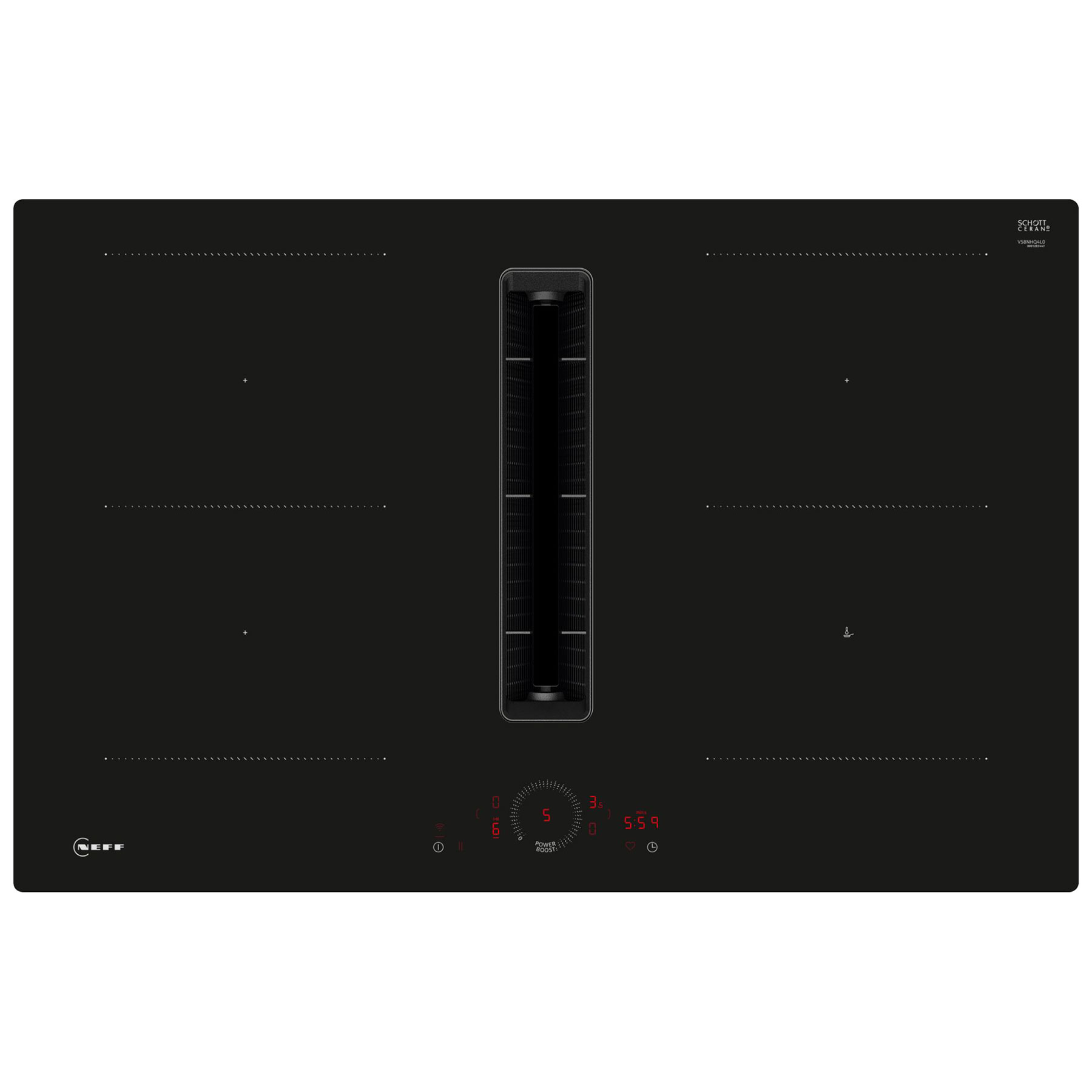 Neff V58NHQ4L0 N70 80cm Induction Hob w Integrated Ventilation Black