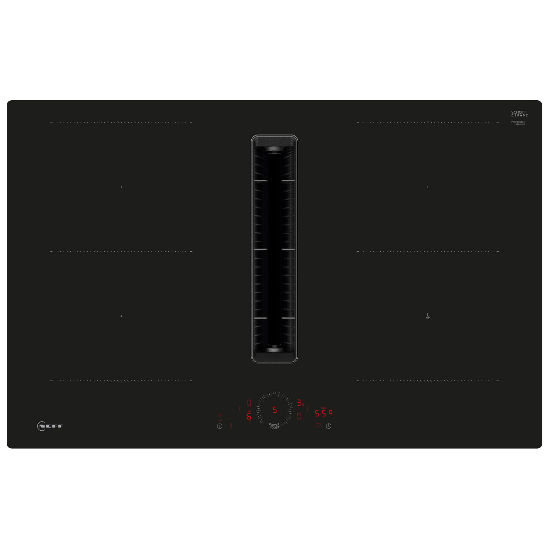 Neff V58PHQ4C0 N70 80cm Induction Hob w Integrated Ventilation Black