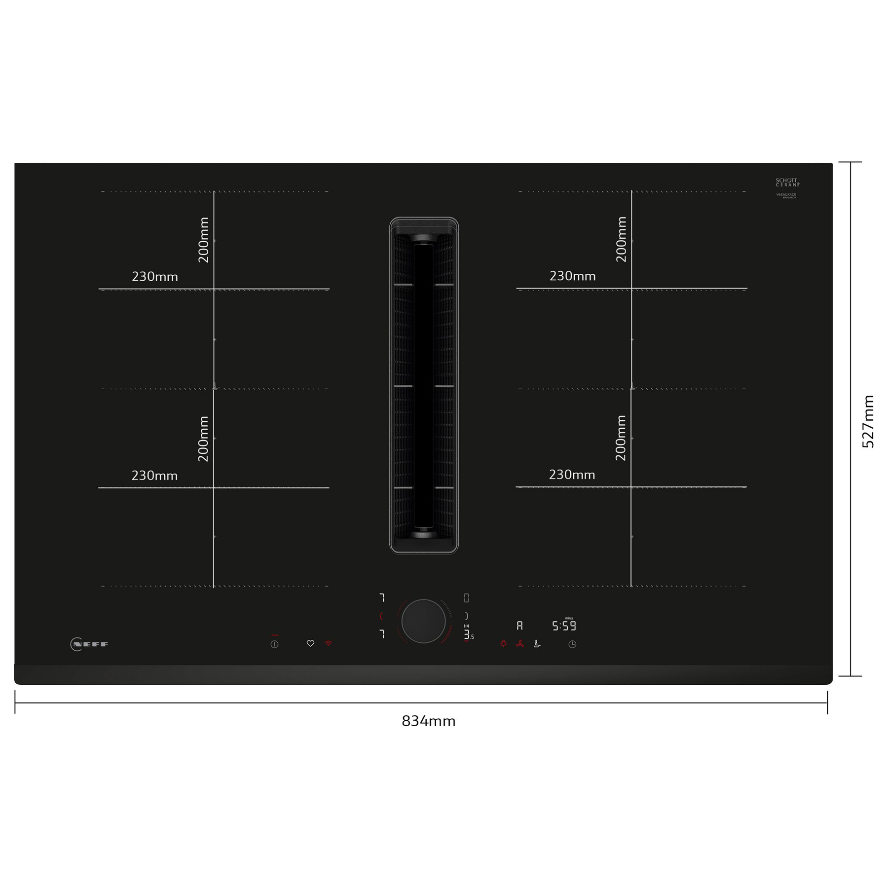 Neff V68FUX4L0 N90 80cm Induction Hob with Integrated Ventilation Syst, photo 4