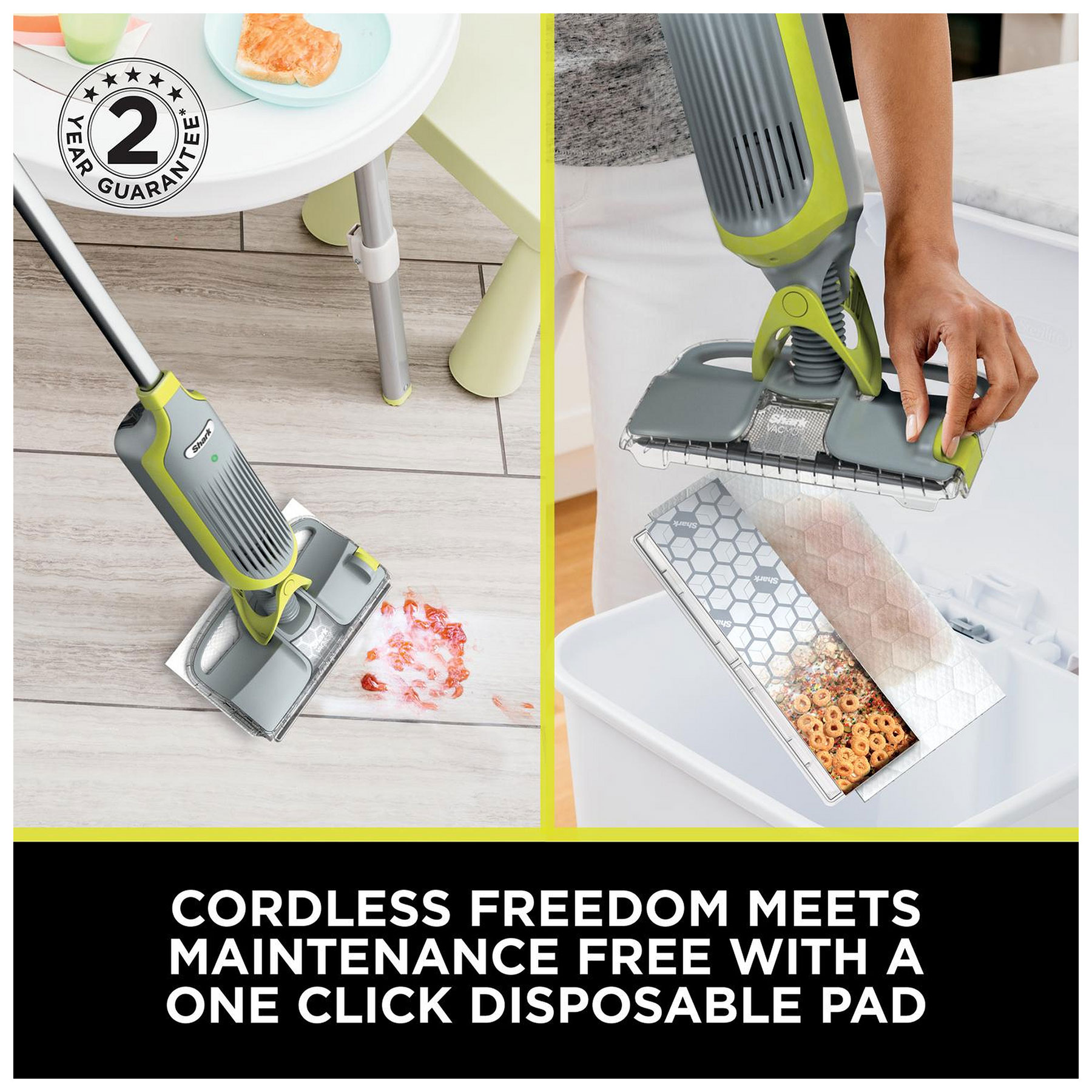 Shark VacMop 2-in-1 Cordless Vacuum Mop with Spray, Hard Floor Cleaner - Charcoal Grey, VM200UK, photo 2