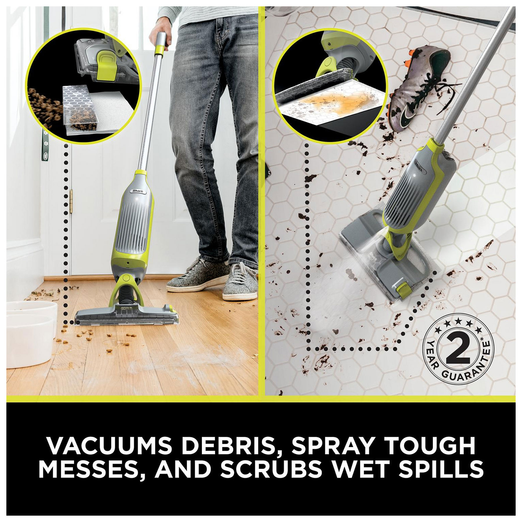 Shark VacMop 2-in-1 Cordless Vacuum Mop with Spray, Hard Floor Cleaner - Charcoal Grey, VM200UK, photo 3