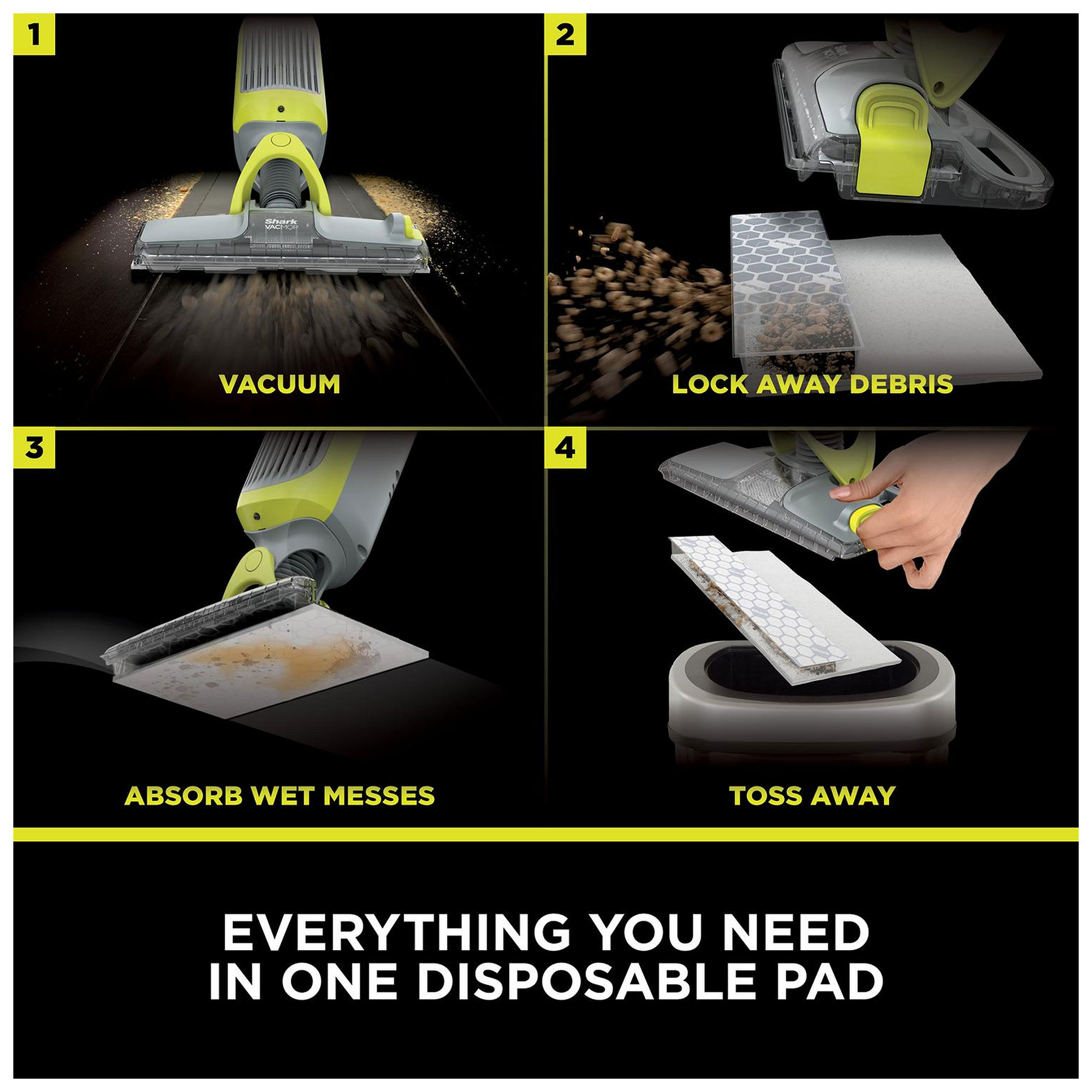 Shark VacMop 2-in-1 Cordless Vacuum Mop with Spray, Hard Floor Cleaner - Charcoal Grey, VM200UK, photo 4