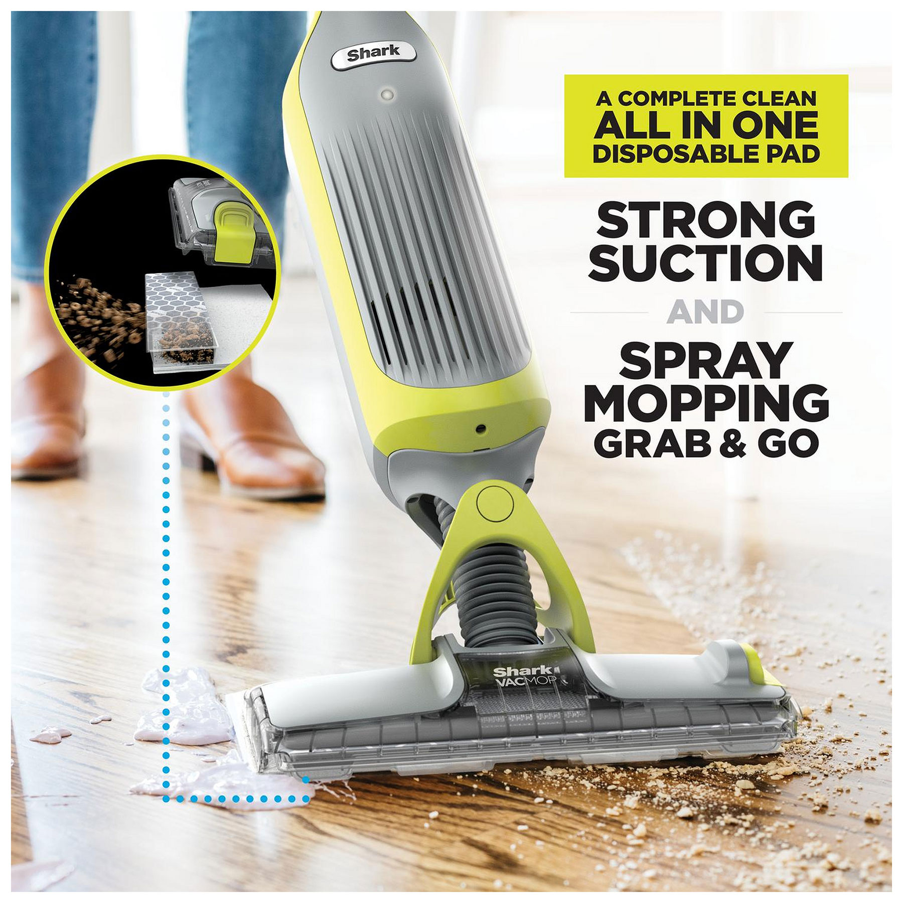 Shark VacMop 2-in-1 Cordless Vacuum Mop with Spray, Hard Floor Cleaner - Charcoal Grey, VM200UK, photo 5