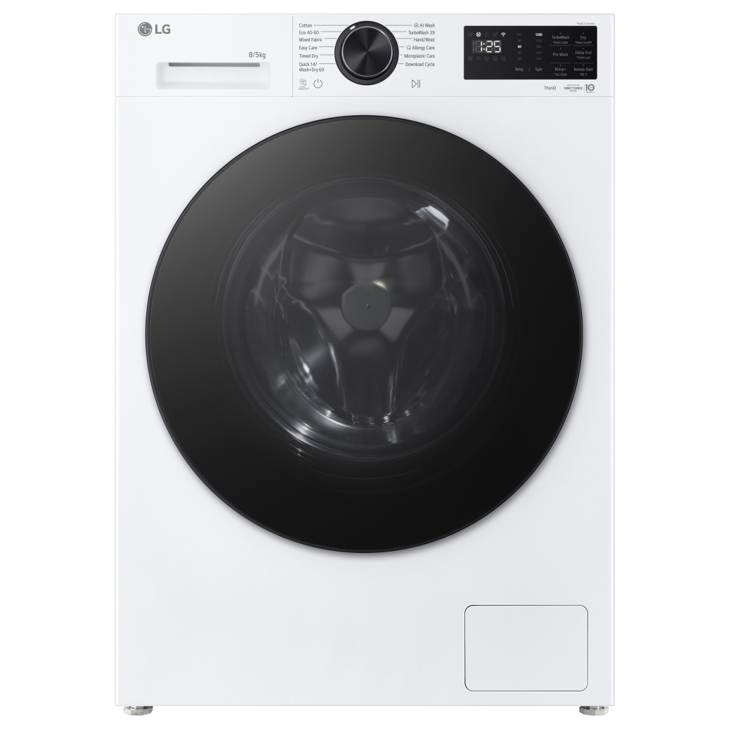 LG W2X5085TLB Washer Dryer in White 1200 Spin 8kg 5kg E Rated with AI