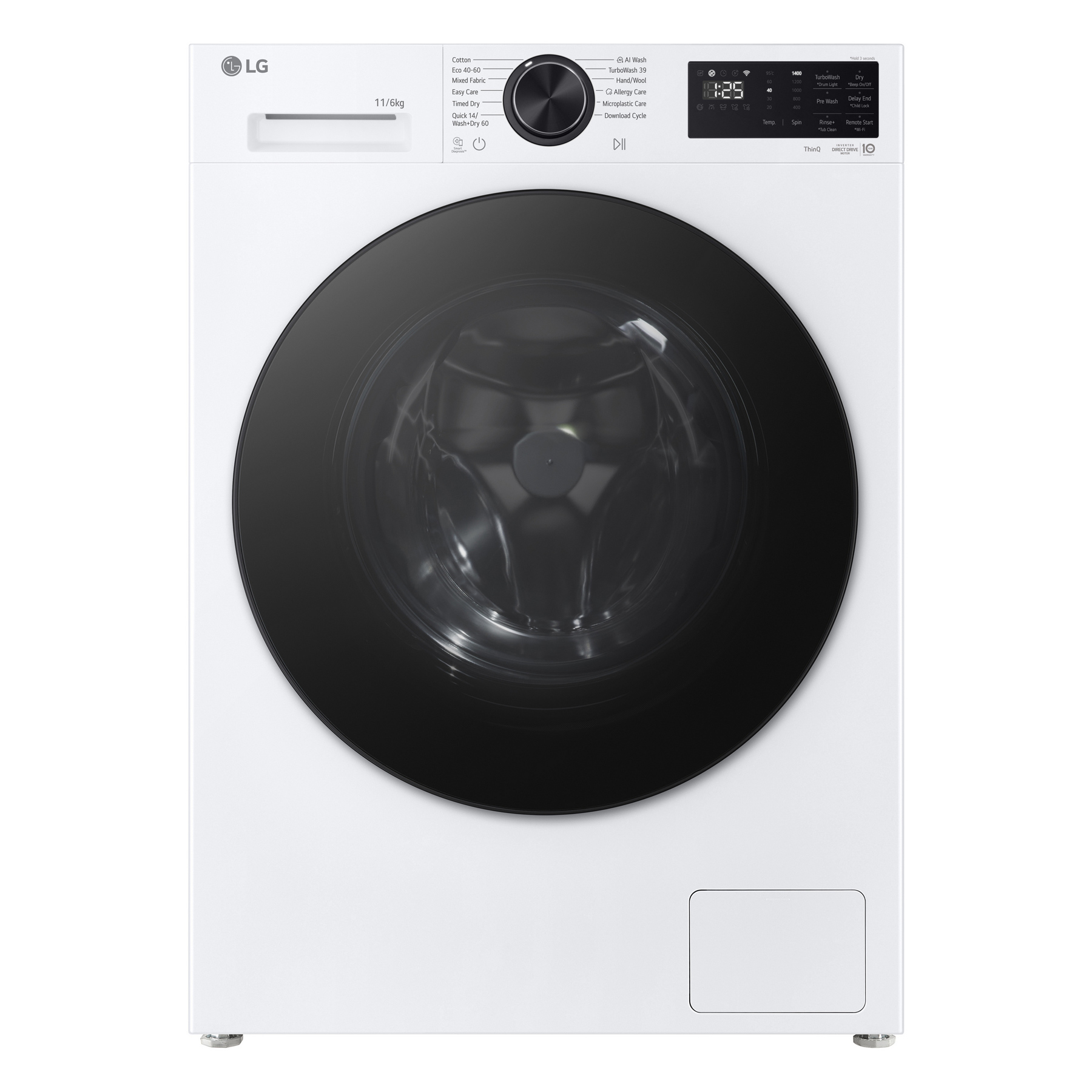 LG W4X5016TLB Washer Dryer in White 1400 Spin 11kg 6kg E Rated with AI