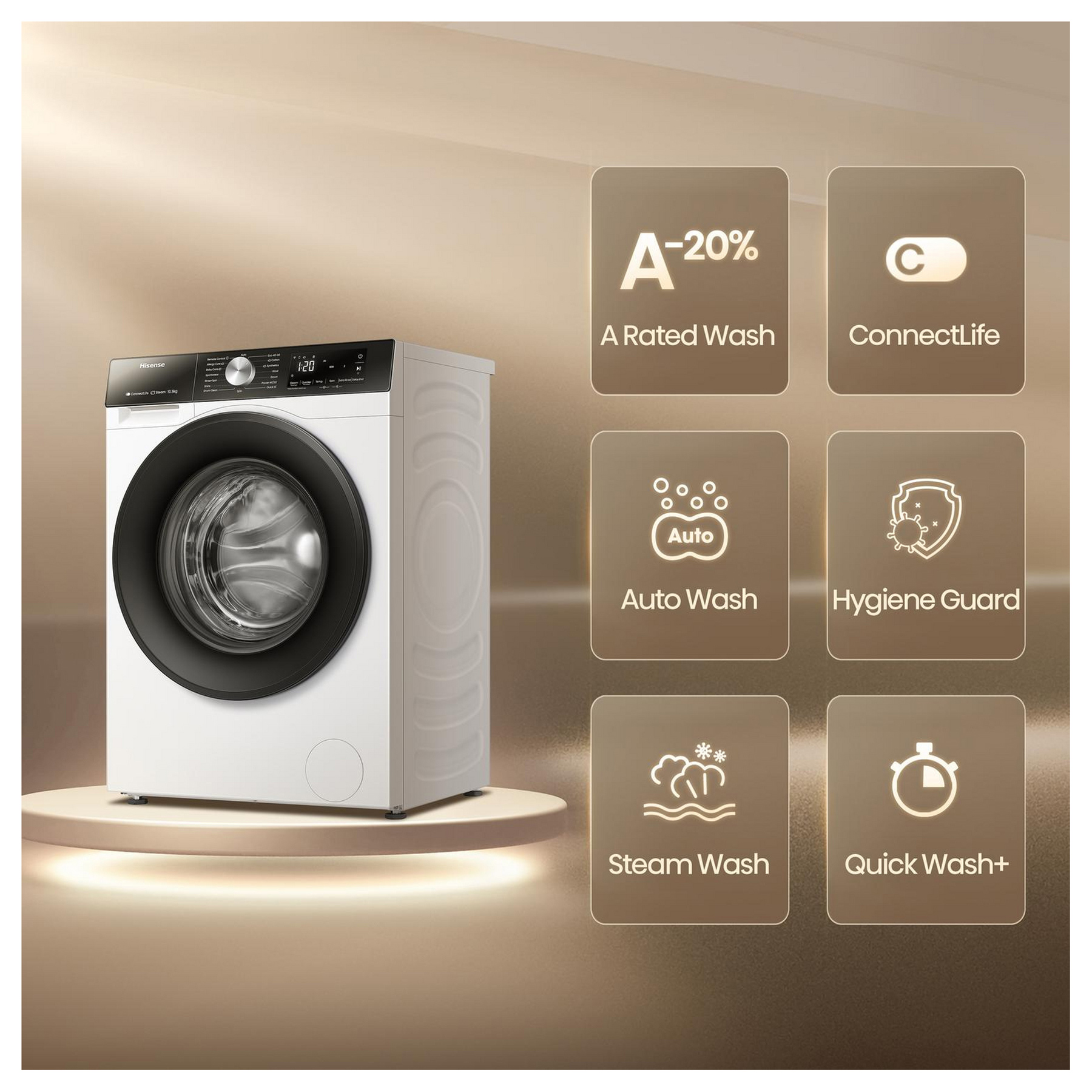 Hisense WF3S1043BW3 10 5kg 1400 Spin Washing Machine in White A Rated, photo 3