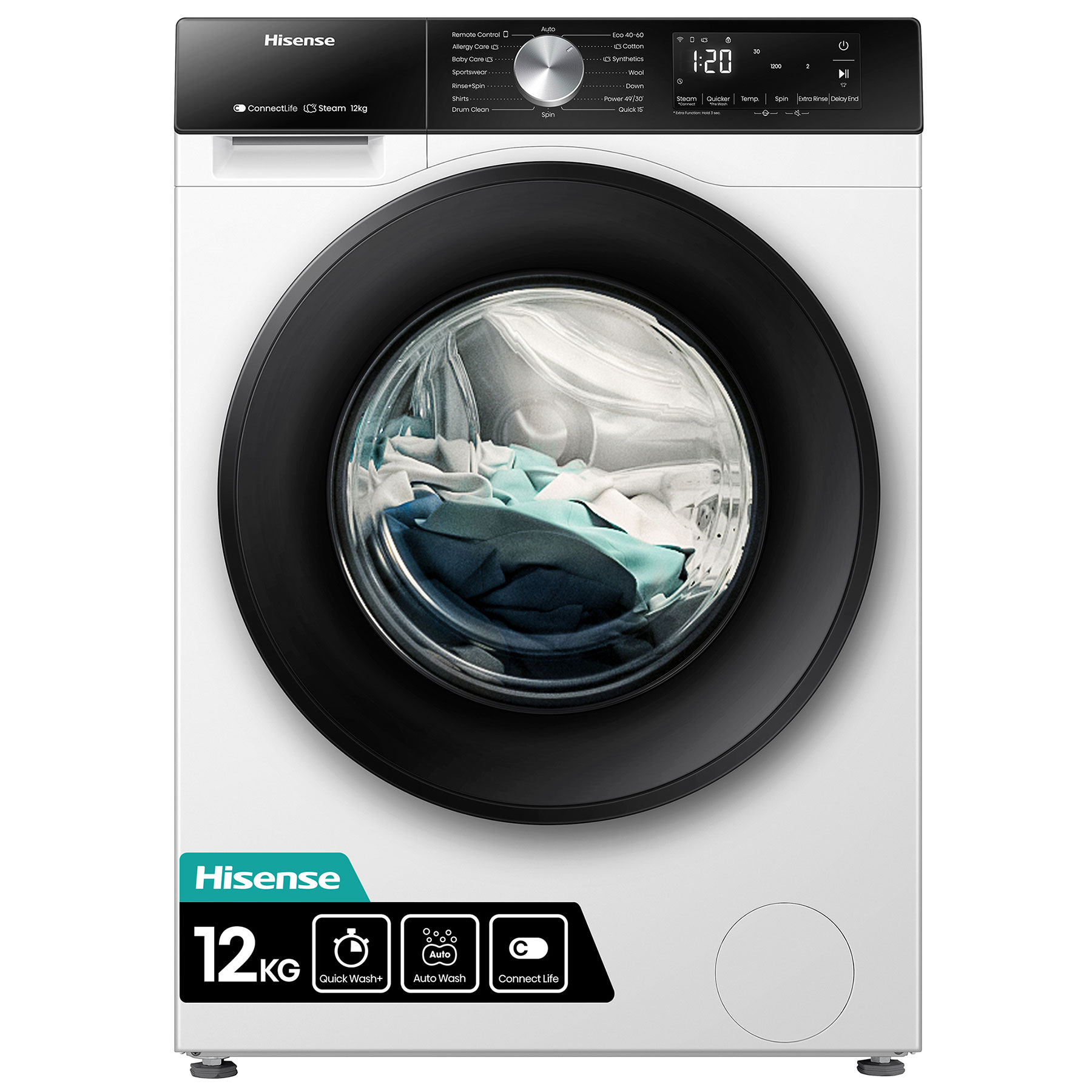 Hisense WF3S1243BW3 12kg 1400 Spin Washing Machine in White A Rated Au