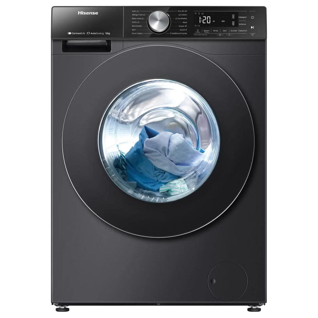 Hisense WF5S1245BB 12kg 1400 Spin Washing Machine in Black A Rated Con, photo 2