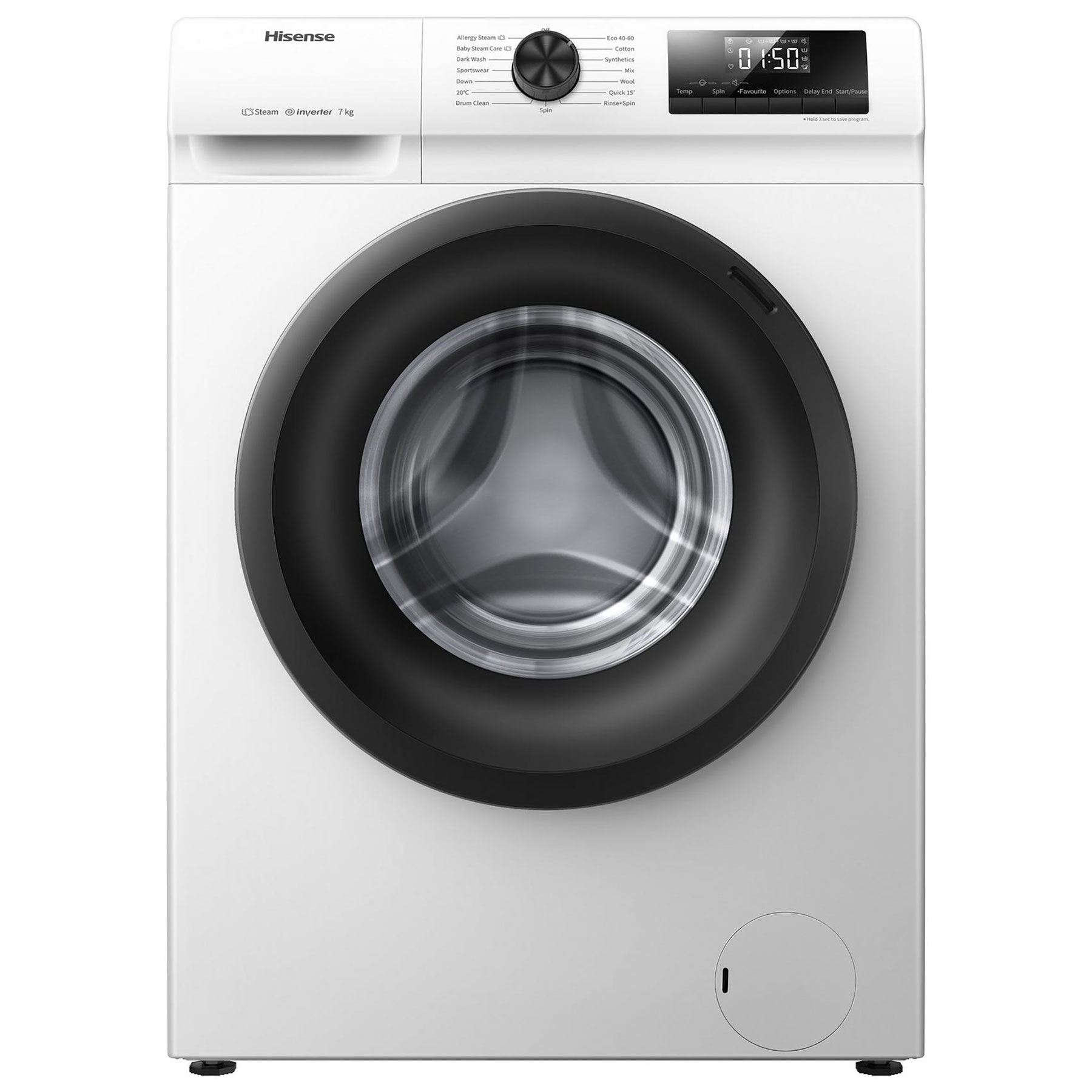Hisense WFQP7012EVM 7kg 1200 Spin Washing Machine in White C Rated Inv
