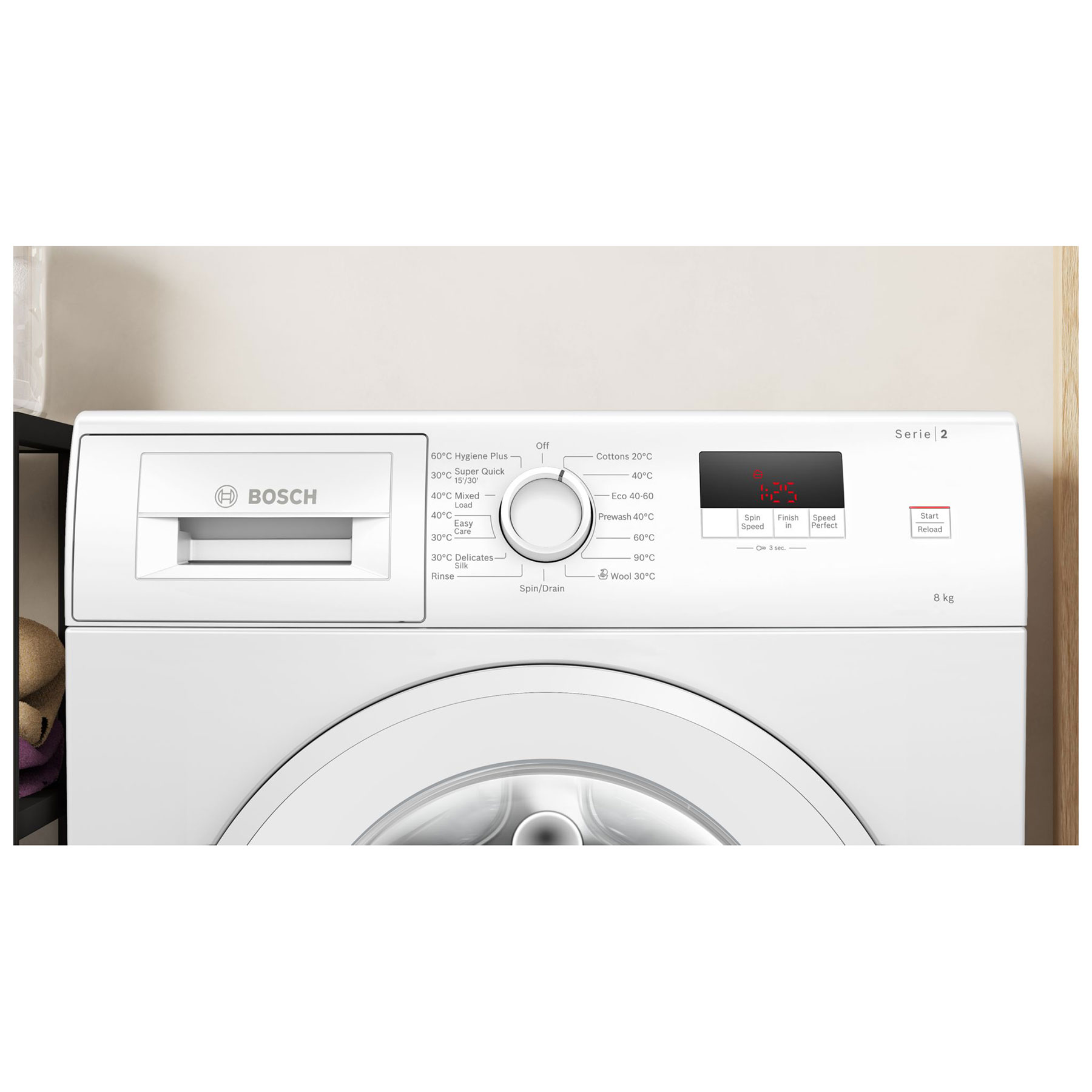 Bosch WGE03408GB Series 2 8kg 1400 Spin Washing Machine in White A Rat, photo 2