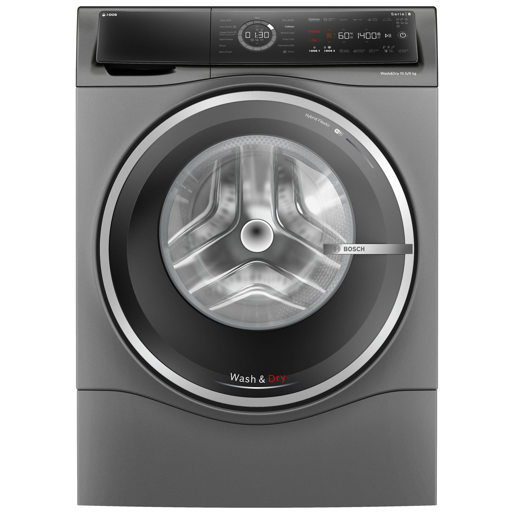 Image of Bosch WNC254ARGB Series 8 Washer Dryer in Grey 1400rpm 10 5kg 6kg D