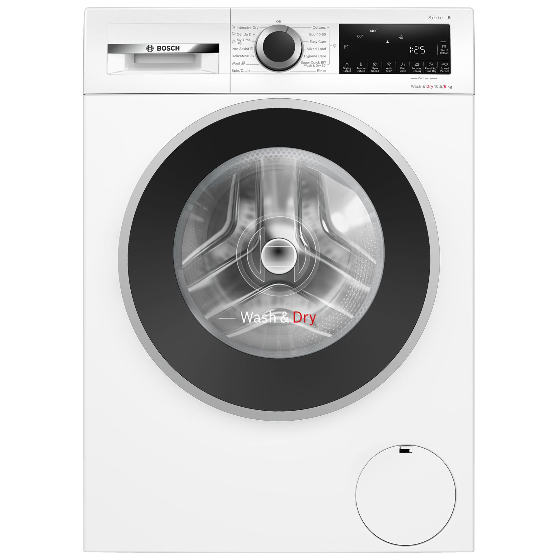 Bosch WNG25401GB Series 6 Washer Dryer in White 1400 Spin 10 5kg 6kg D