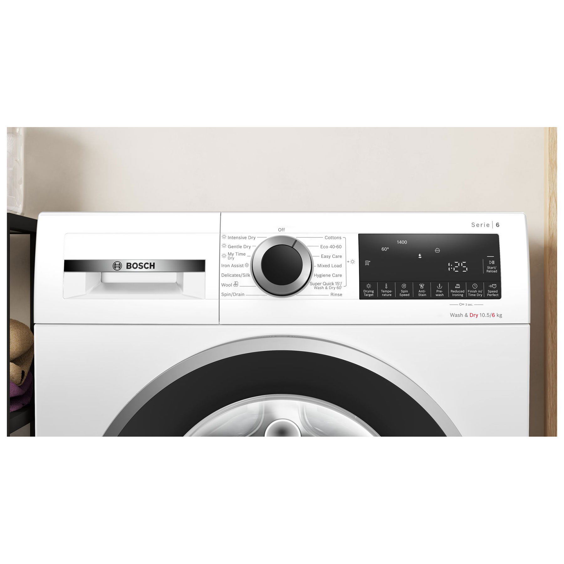 Bosch WNG25401GB Series 6 Washer Dryer in White 1400 Spin 10 5kg 6kg D, photo 2