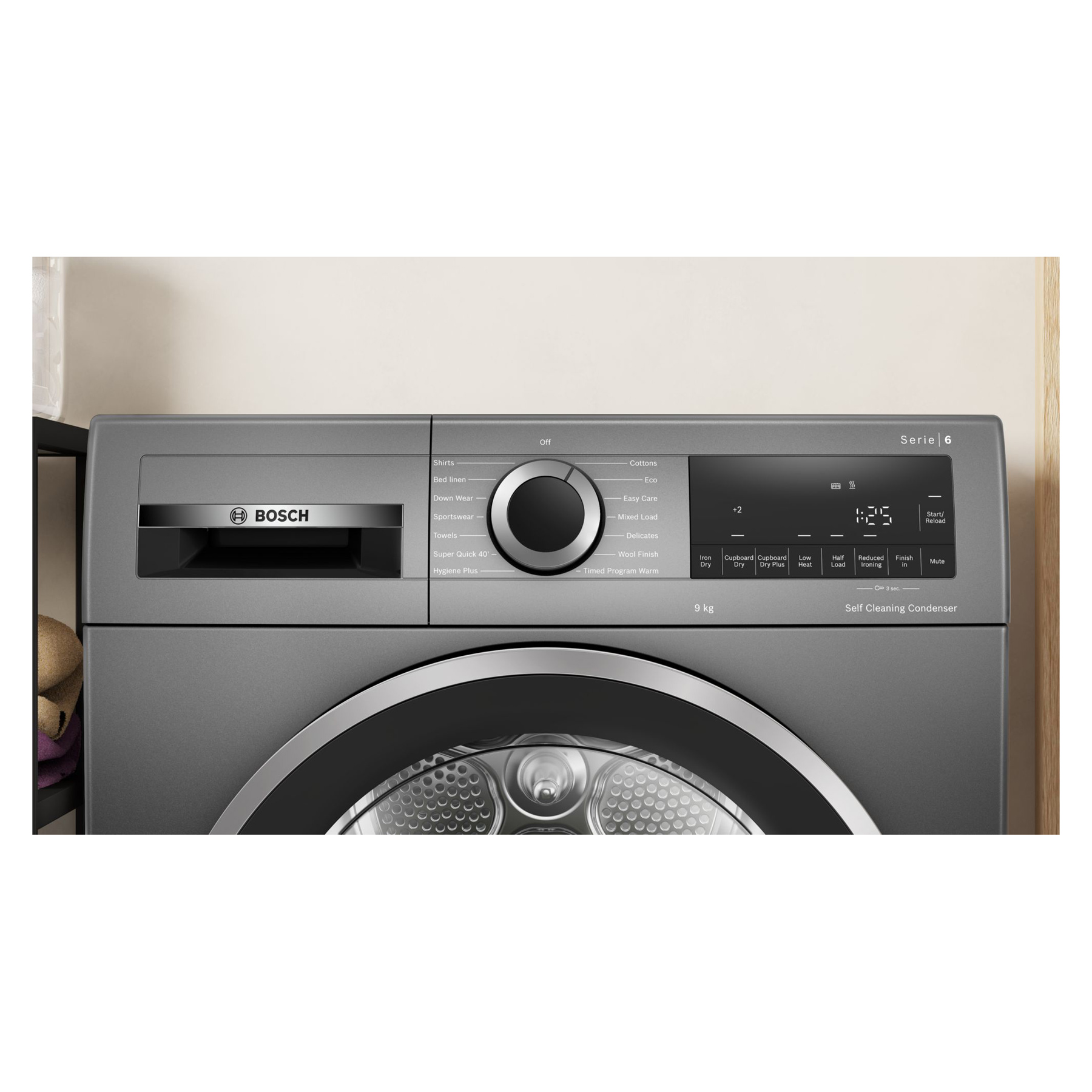 Bosch WQG245R2GB Series 6 9kg Heat Pump Dryer in Cast Iron Grey A Rate, photo 2