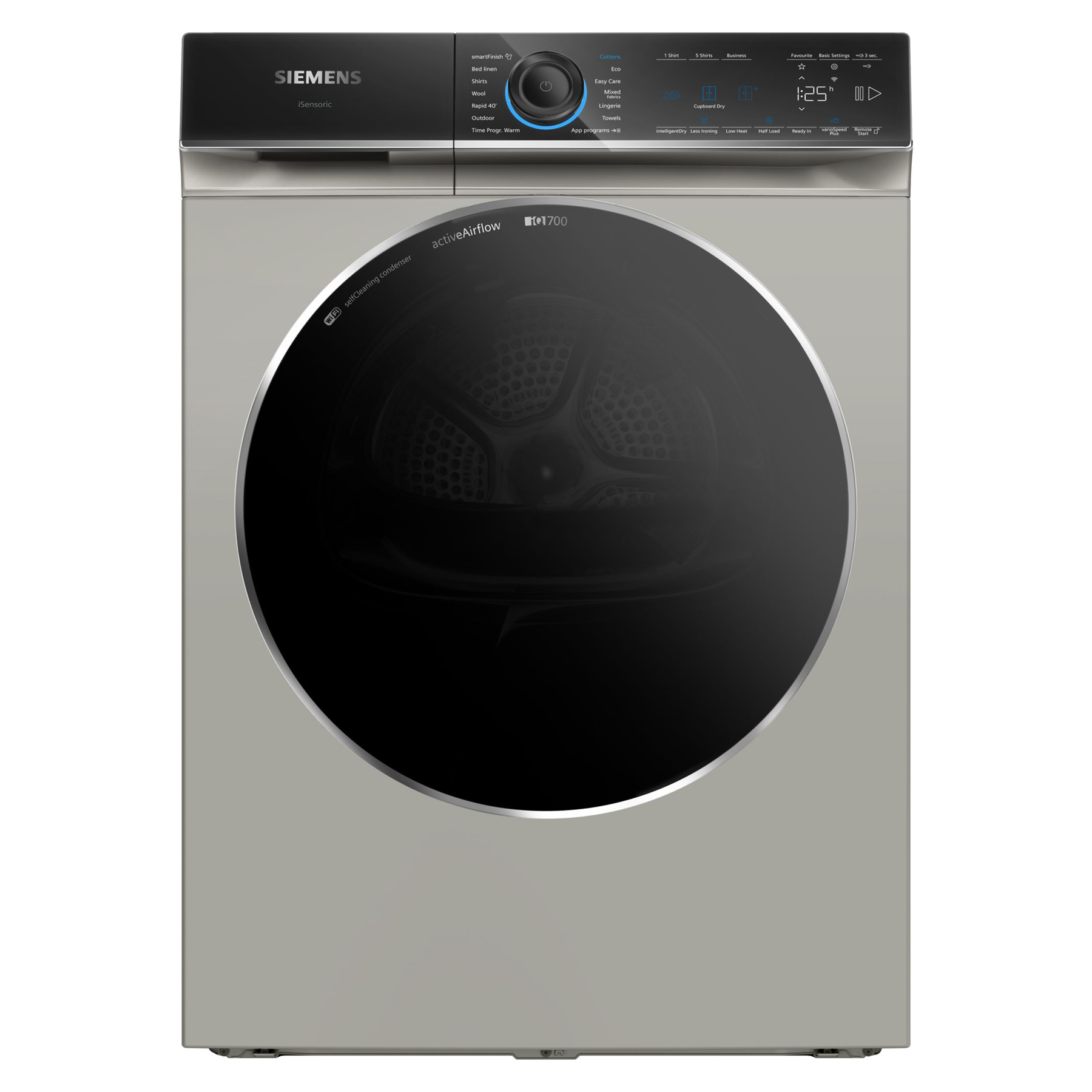 Siemens WR47B2CSGB iQ700 9kg Heat Pump Condenser Dryer in Silver Inox