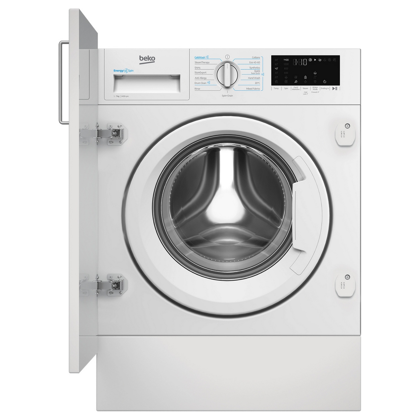 Beko WTIK741511 Integrated 7kg 1400 Spin Washing Machine A Rated Digit