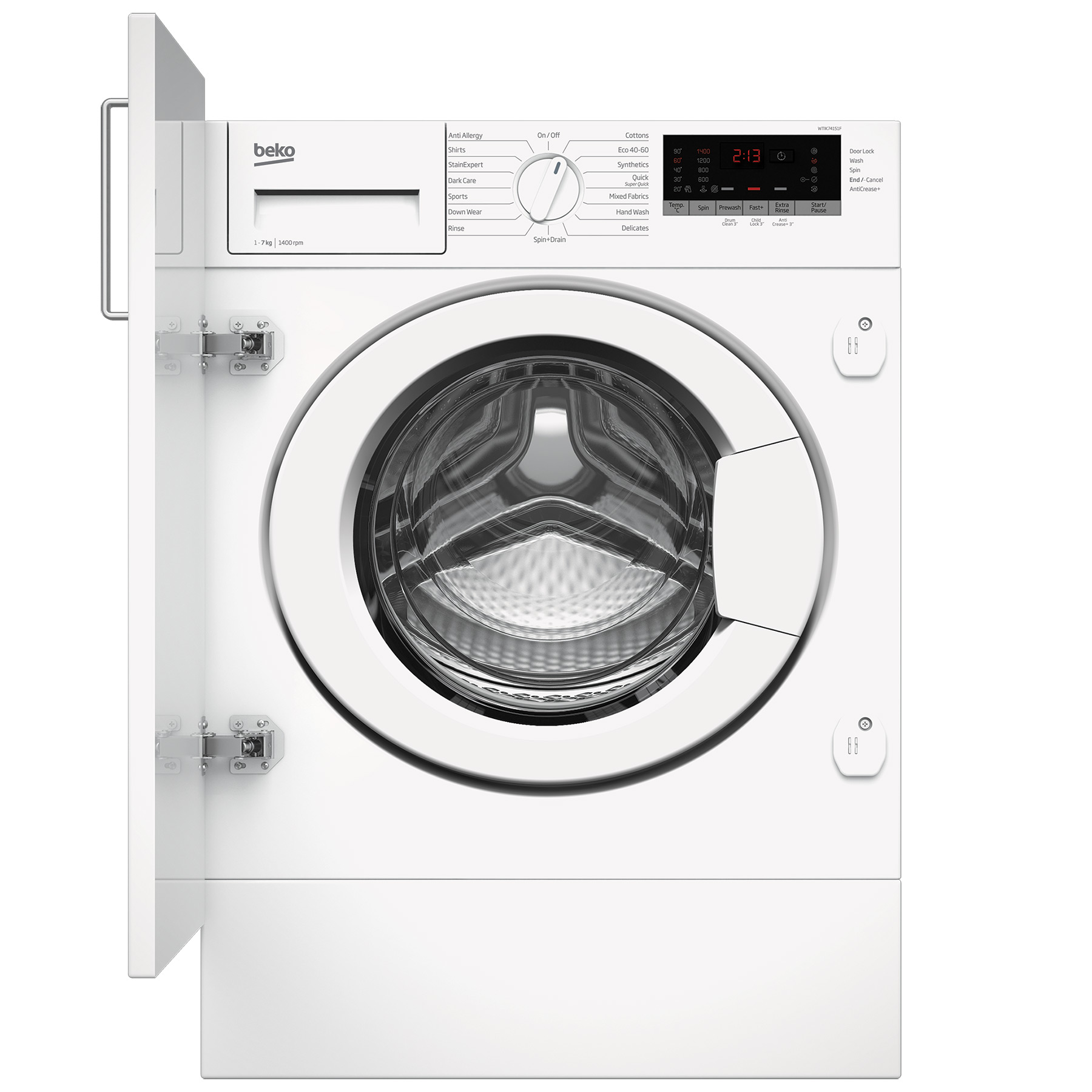 Image of Beko WTIK74151F Integrated Washing Machine 1400rpm 7kg C Rated