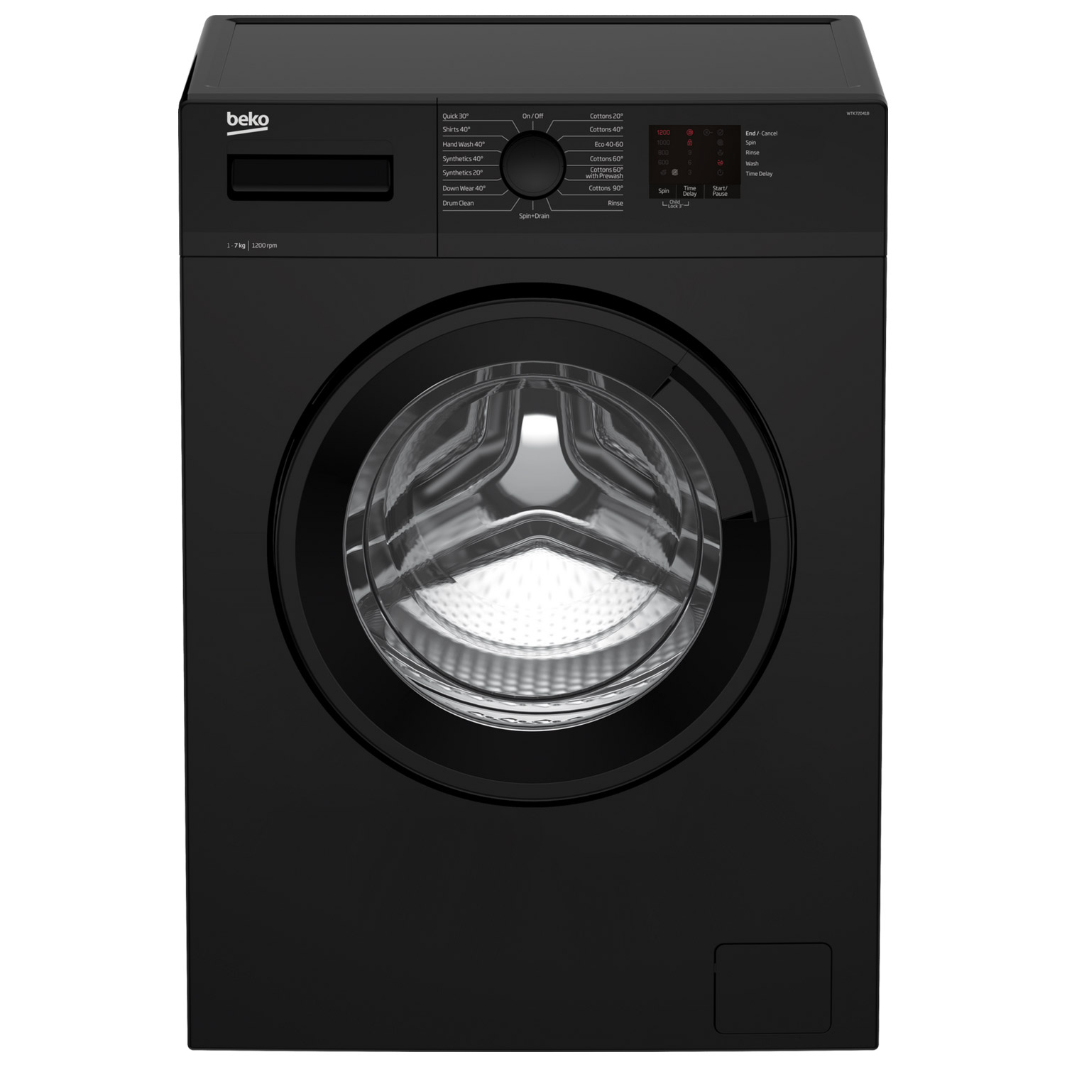 Image of Beko WTK72041B Washing Machine in Black 1200 rpm 7Kg D Rated