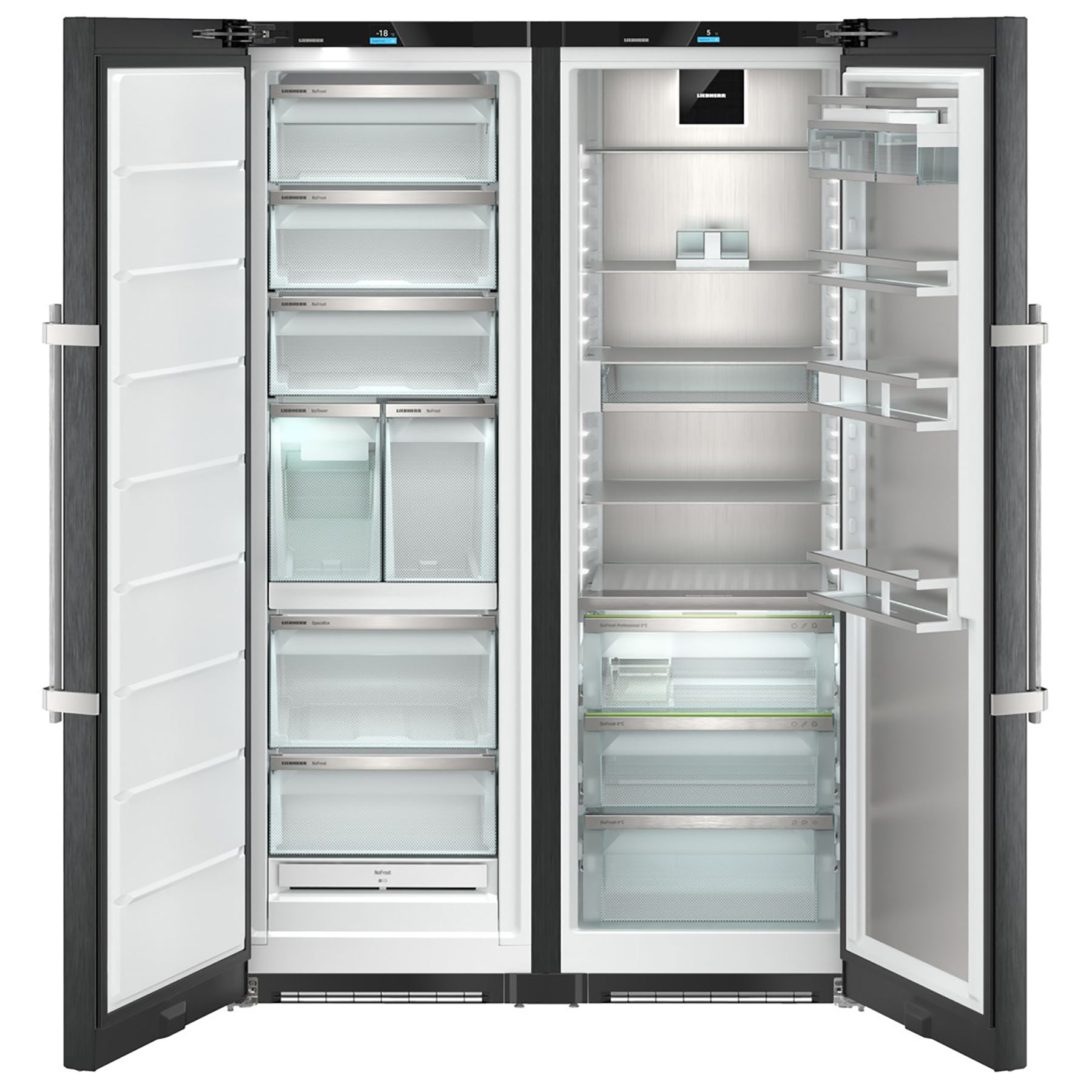 Liebherr XRFBS5295 665L No Frost Freestanding Side by Side Fridge Freezer with Ice Maker in Black Steel, photo 3
