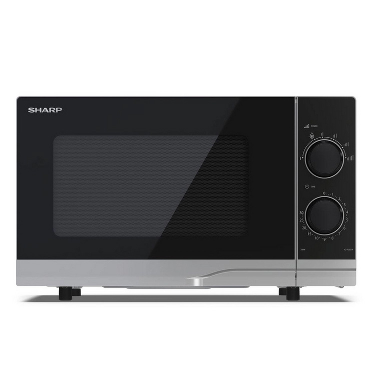 Sharp YC PS201AU S Solo Microwave Oven in Silver 20L 700W Mechanical