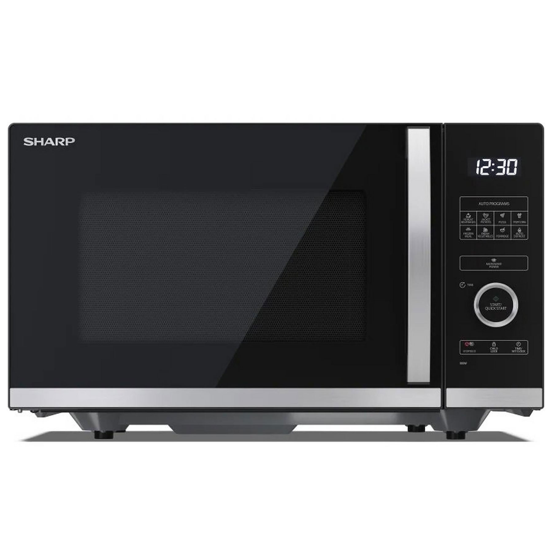 Sharp YC QS254AU B Flatbed Microwave Oven in Black 25L 900W