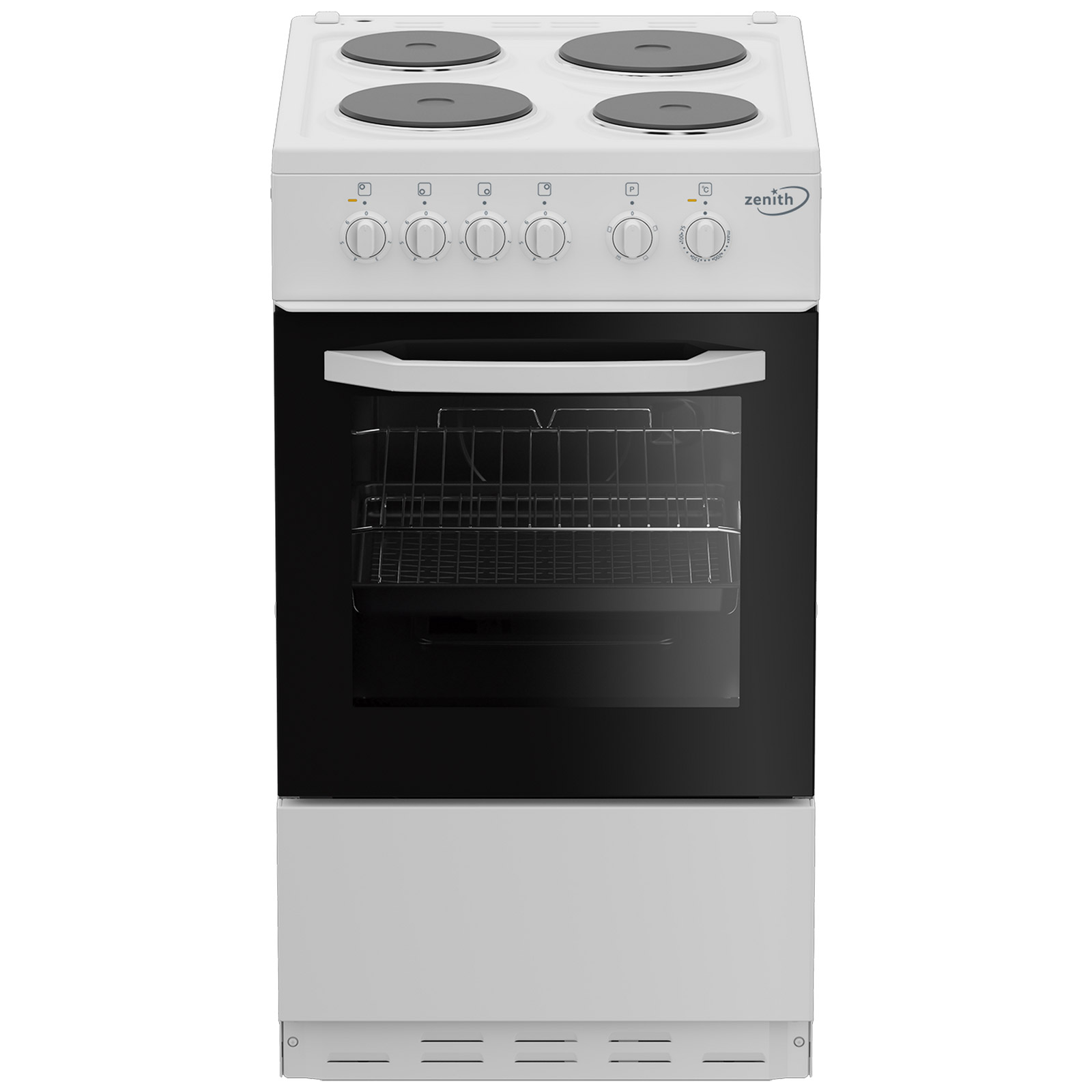 Image of Zenith ZE503W 50cm Single Oven Electric Cooker in White Solid Plate