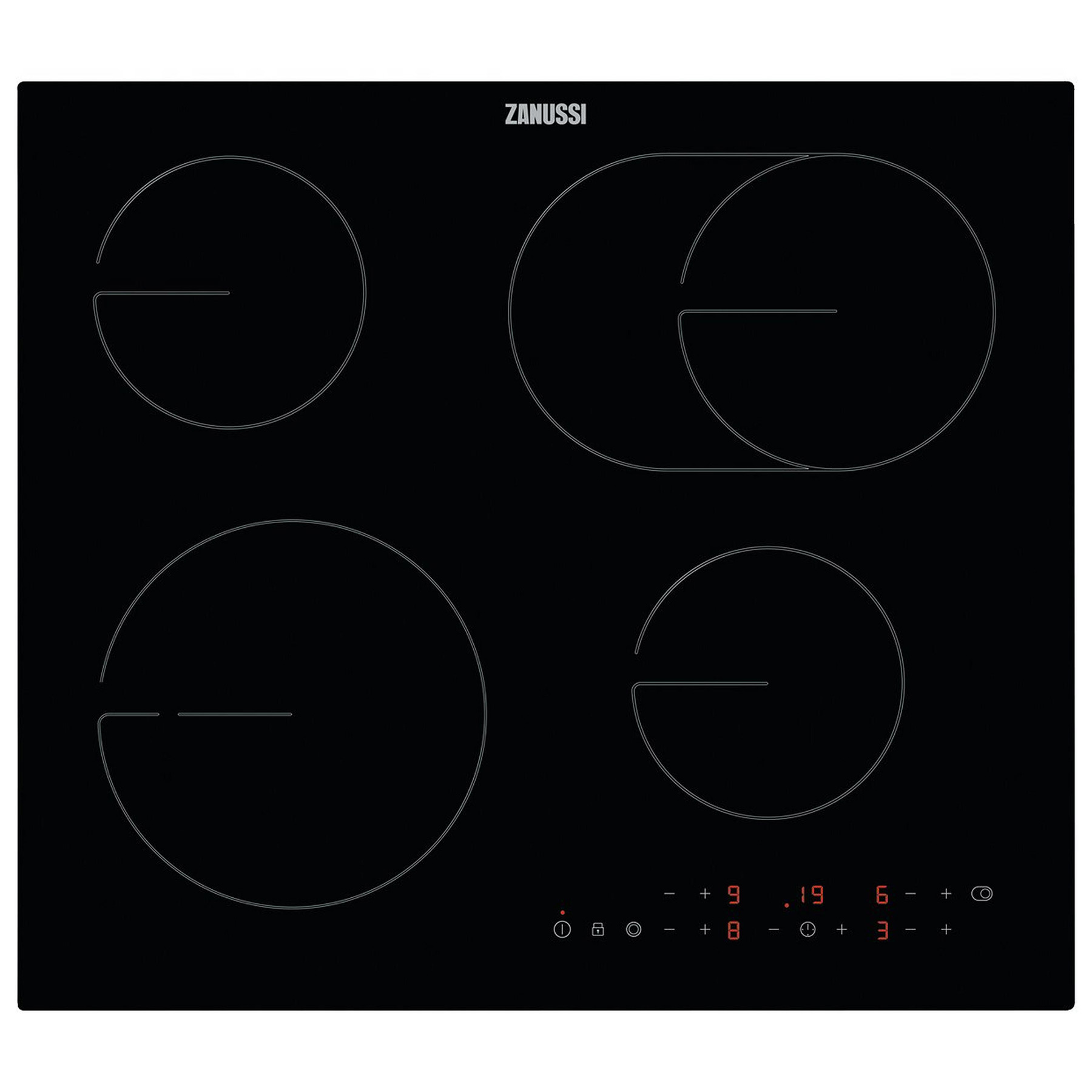 Zanussi ZHRX643K 60cm 4 Zone Ceramic Hob in Black Touch Control