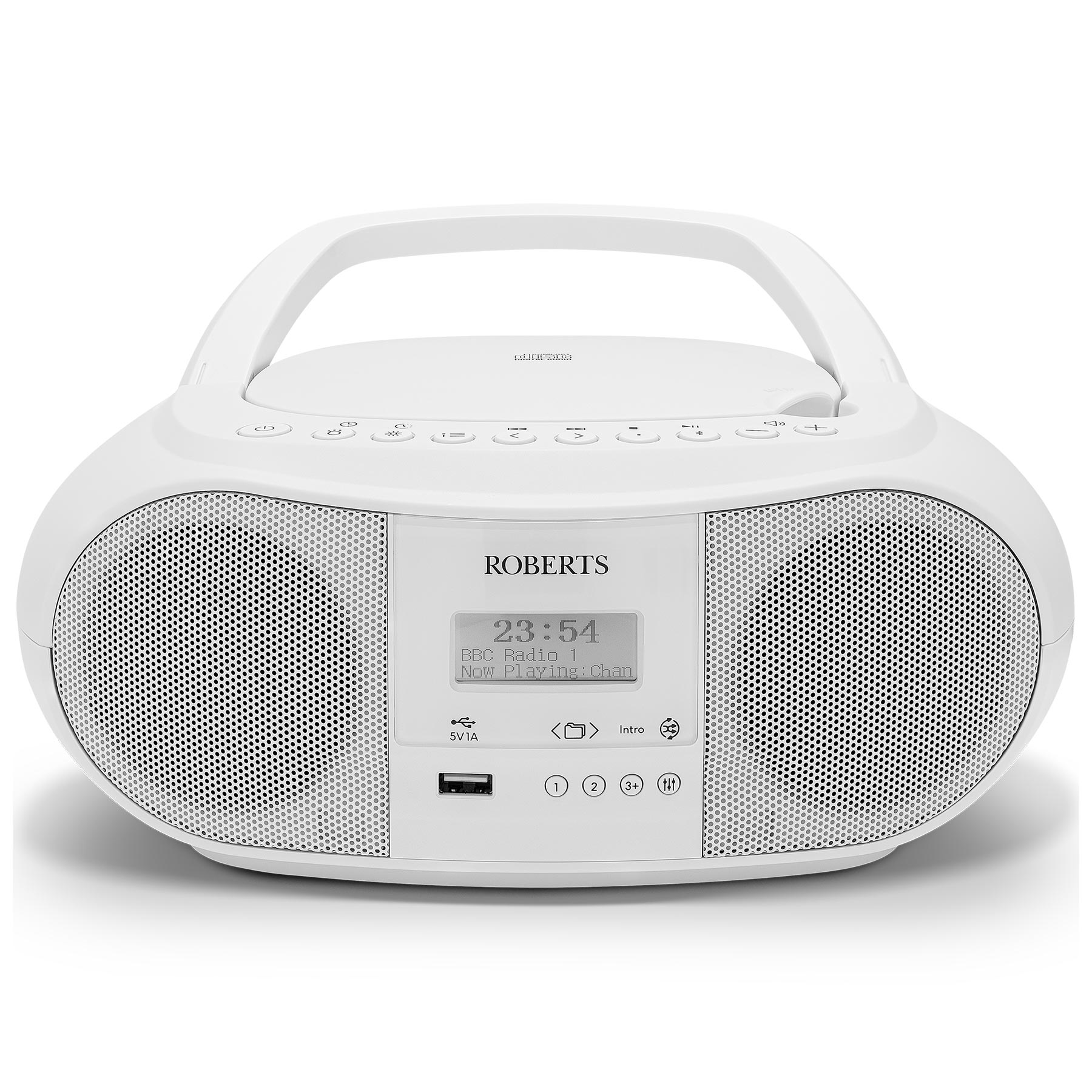 Roberts ZOOMBOX4W DAB FM Portable Boombox with CD Player USB in White