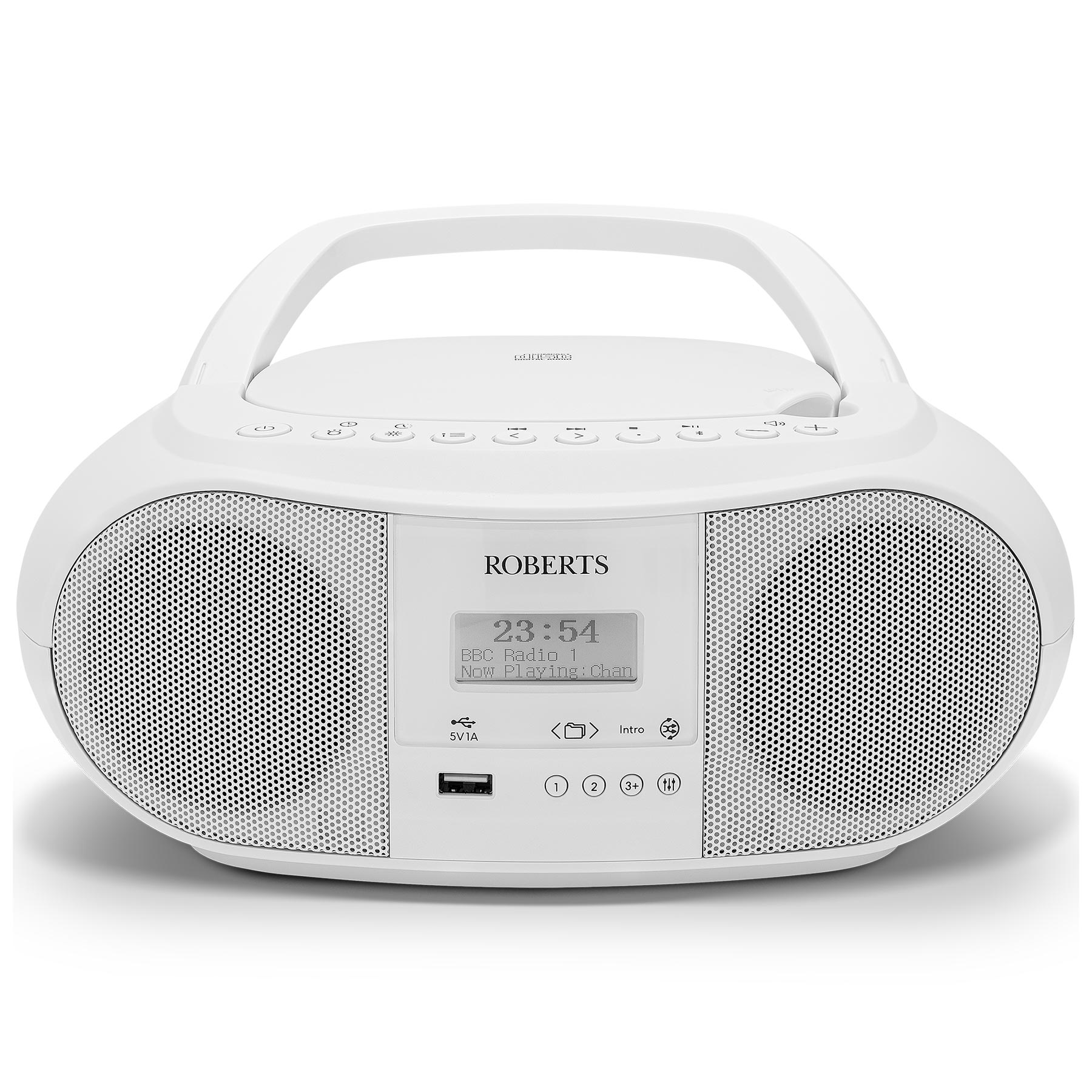 Roberts ZOOMBOX4W DAB/FM Portable Boombox with CD Player & USB in White