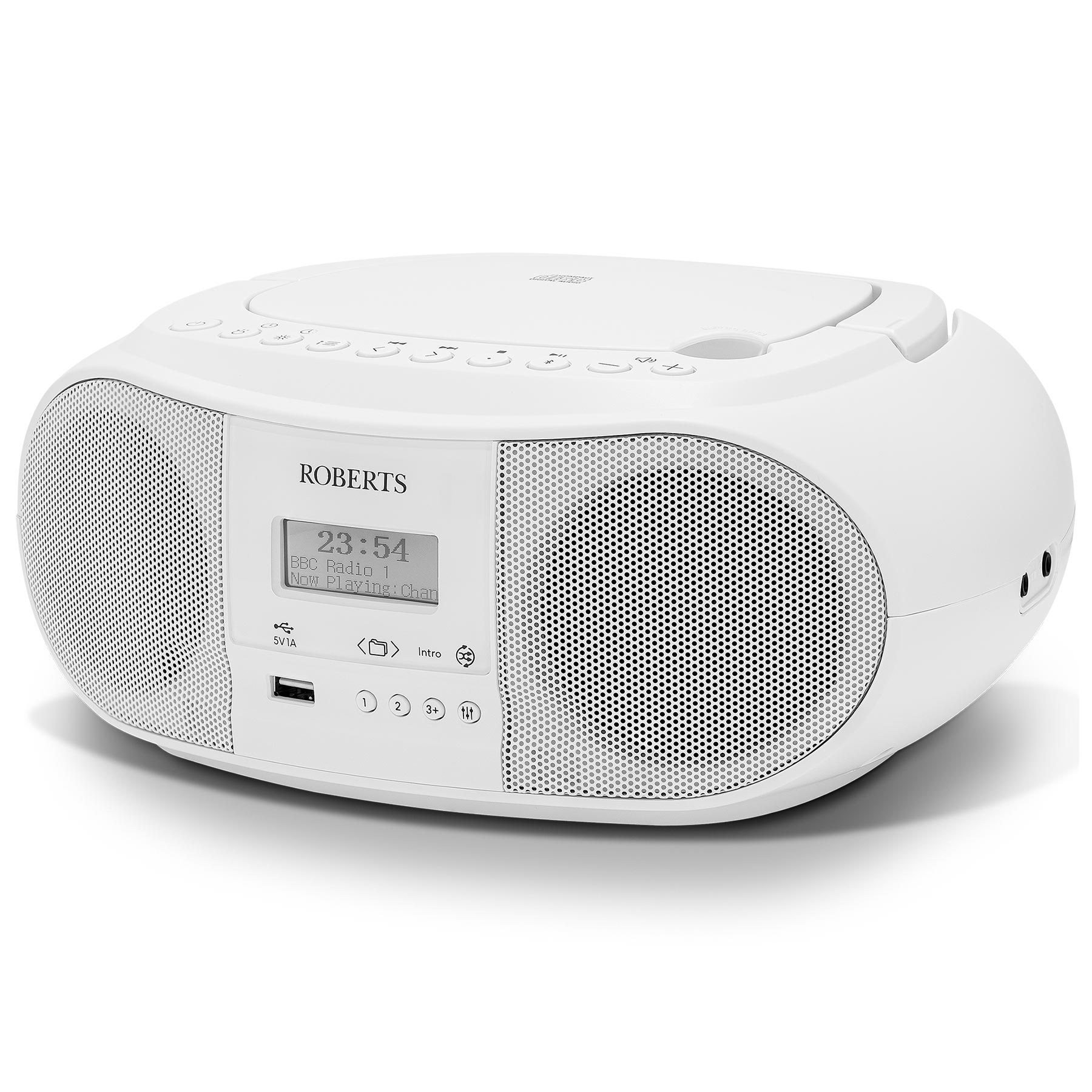 Roberts ZOOMBOX4W DAB FM Portable Boombox with CD Player USB in White, photo 2