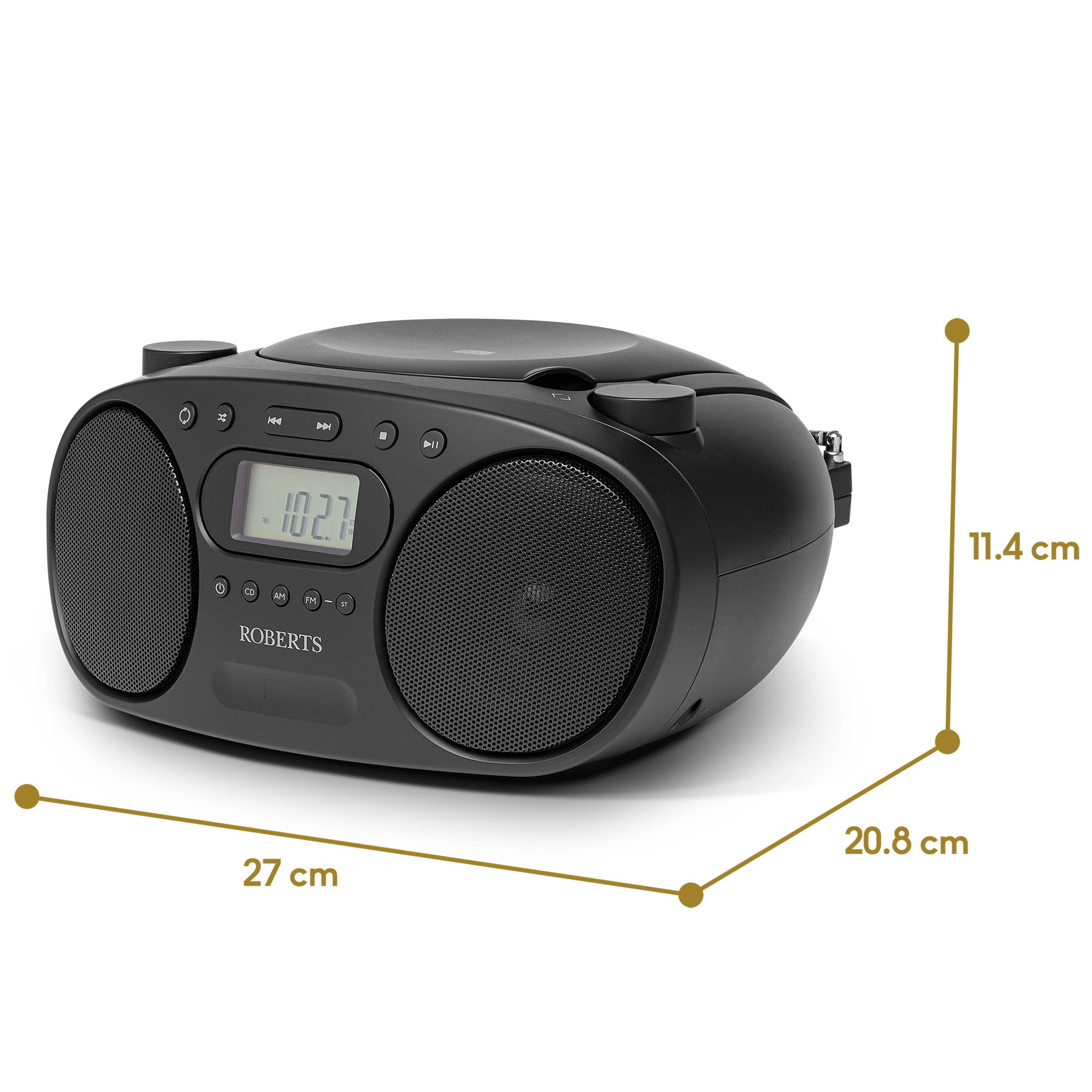 Roberts ZOOMBOXFMBK Zoombox FM AM Boombox with CD Player in Black, photo 5